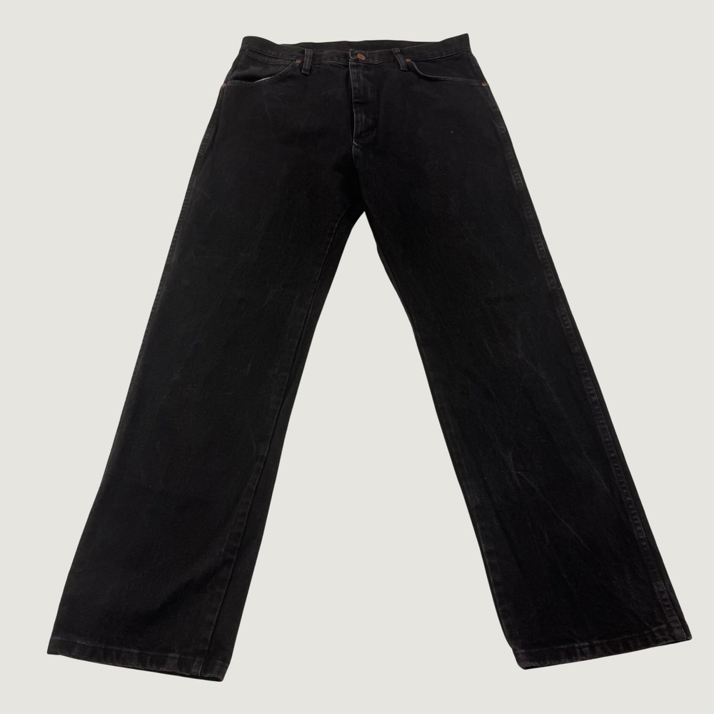 Wrangler Cowboy Cut Jeans Mens 35x32 Black Original Fit Straight Leg Denim